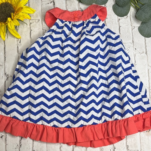 Gymboree Blue and Coral Chevron Dress - Picture 3 of 3